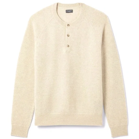 Cashmere Honeycomb Henley - Brand New - NEVER WORN - Oatmeal Heather